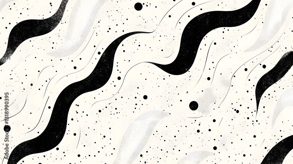 Poster mesmerizing monochrome waves elegant abstract fluid texture design