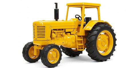 Obraz premium Vibrant Yellow Tractor Gleaming Under Bright Studio Light. AI Generated