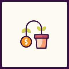 Obraz premium Growing investment conceptual icon with dollar coin, savings and finance
