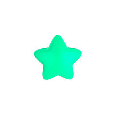 A bright cyan glossy 3D star with a smooth finish. Ideal for digital artwork and creative compositions.