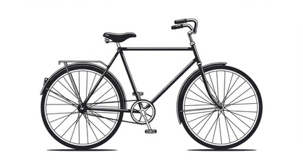 Vintage Bicycle Line Drawing Illustration