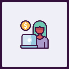Illustration depicting financial activities online via a female professional