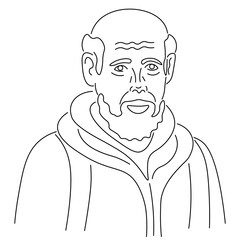 old man portrait in doodle style. Element for design advertisement avatar sticker posts poster print postcard banner