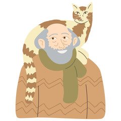 old man portrait in doodle style. Element for design advertisement avatar sticker posts poster print postcard banner