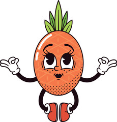 Retro cartoon pineapple fruit vector illustration