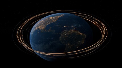 Satellite Orbit Paths Illustration for Technology Concepts