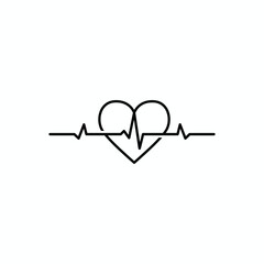 Stylish Heartbeat Line Art Design with Heart and ECG Rhythm for Medical and Health-Focused Projects