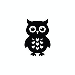 Title: Adorable Black Owl with Heart Patterns Perfect for Valentine's Day or Love-Themed Designs