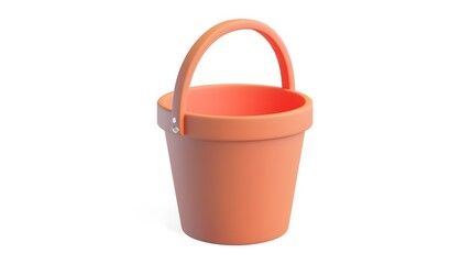 Orange Ceramic Flower Pot on White Background with Copyspace for Product Mockup or Nature Gardening Concept