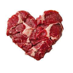 Obraz premium Heart-Shaped Arrangement of Fresh Raw Beef Cuts Ideal for Culinary Recipes and Meat Lovers' Dishes Showcasing Quality and Passion for Cooking