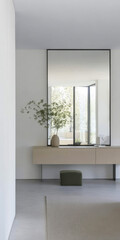 Fototapeta premium Modern minimalist interior with natural elements in a bright living space