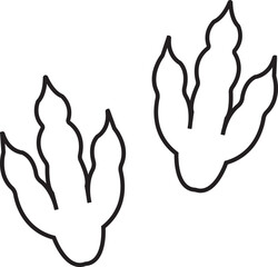 Dinosaur tracks icon . Dragon tracks foot print symbol silhouette black vector  isolated on transparent background. Dino cute trail texture. Hand drawn paleontology dinosaur paw prints.