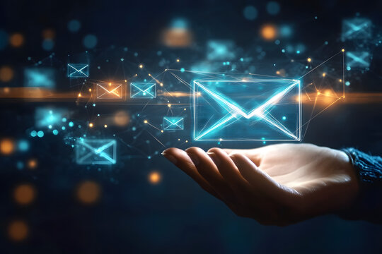 Digital Email Network in Hand