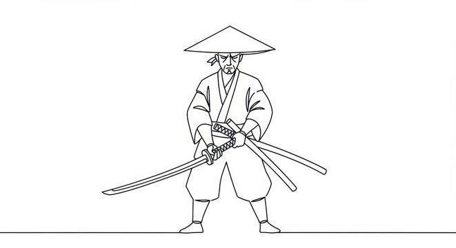 recommend clip art: Simplified Samurai Warrior Line Drawing