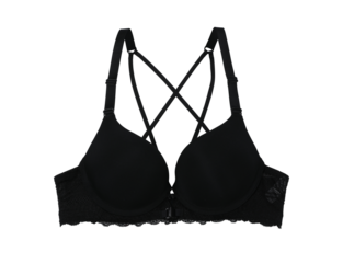 Women sexy black bra on transparent background 