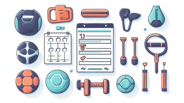 A4 checklist design for selecting sports training equipment, with icons and frame elements for easy readability. 