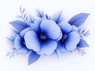 Fototapeta premium Beautiful blue floral arrangement featuring hibiscus flowers and leaves