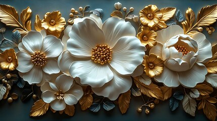 Floral golden 3D embossed design style high resolution hd image