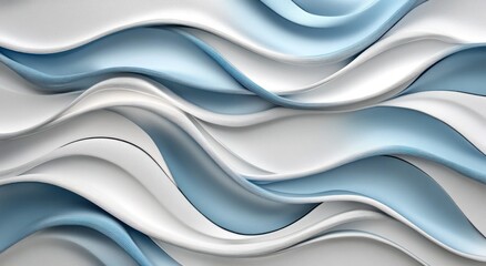 Abstract wavy background with blue and white curves.