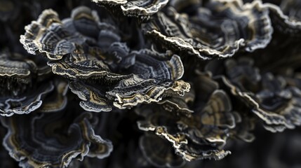 Close-up of intricate layered rock formations with subtle textures and earthy tones, showcasing natural geological patterns and detailed mantle structures. Earth science and geology concepts.