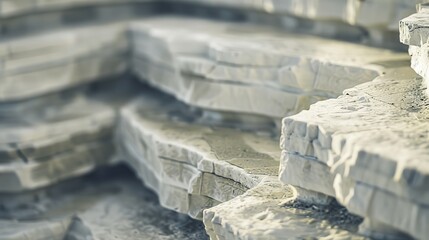 Close-up of intricate layered rock formations with subtle textures and earthy tones, showcasing natural geological patterns and detailed mantle structures. Earth science and geology concepts.