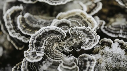 Close-up of intricate layered rock formations with subtle textures and earthy tones, showcasing natural geological patterns and detailed mantle structures. Earth science and geology concepts.