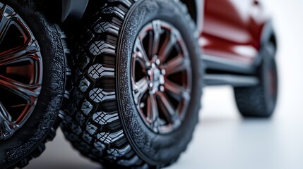 Powerful SUV Tires Close-Up Studio Shot.