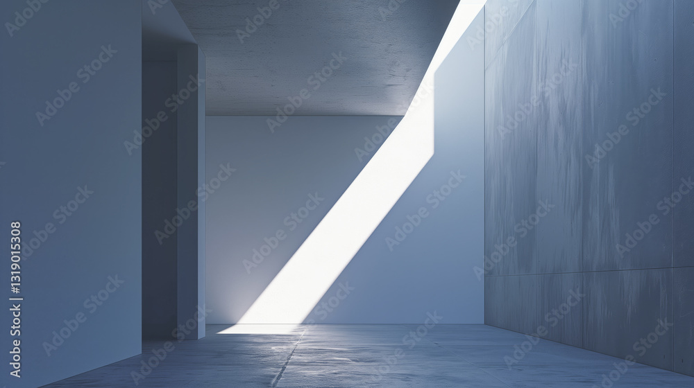 Poster concrete gray empty room copy space mock up with sunlight beam and place for design. concrete wall b