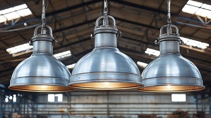Industrial Metal Lamps for Factory Interior.