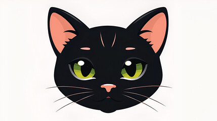 Cute black cat face vector illustration