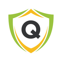 Shield Logo Combine With Letter Q Vector Template