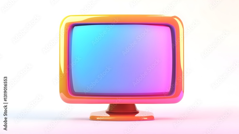 Poster retro futuristic colorful neon gradient abstract 3d rendered television screen digital art backgroun