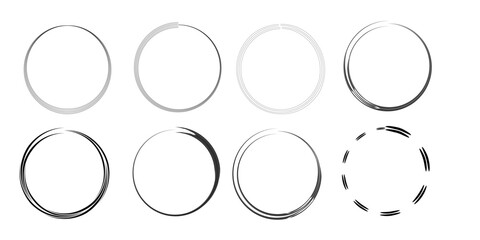 Brush Stroke Circle Icons, Minimalist Abstract Design