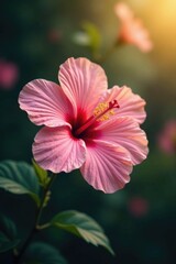 Soft light highlights Hibiscus flower texture and veins, flowers, hibiscus