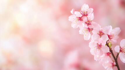 Obraz premium Cherry blossom flowers with blurry background. 