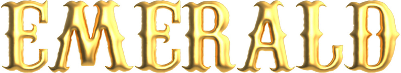 Emerald golden text , 3d rendering
