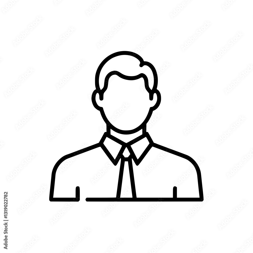 Wall mural outline vector icon of a man in shirt and tie design element vector art in and for apps and websites