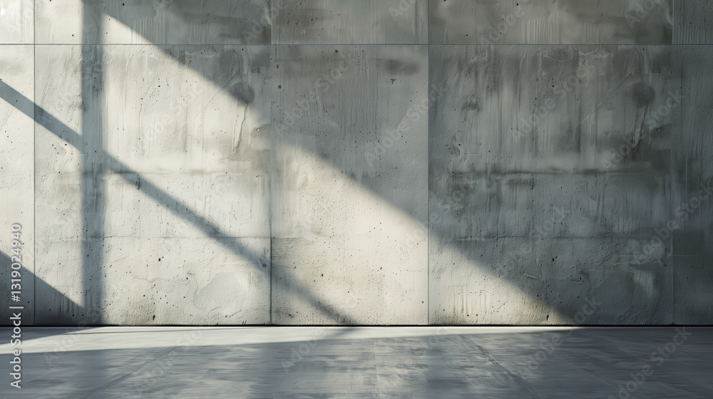 Aufkleber concrete gray empty room copy space mock up with sunlight beam and place for design. concrete wall b