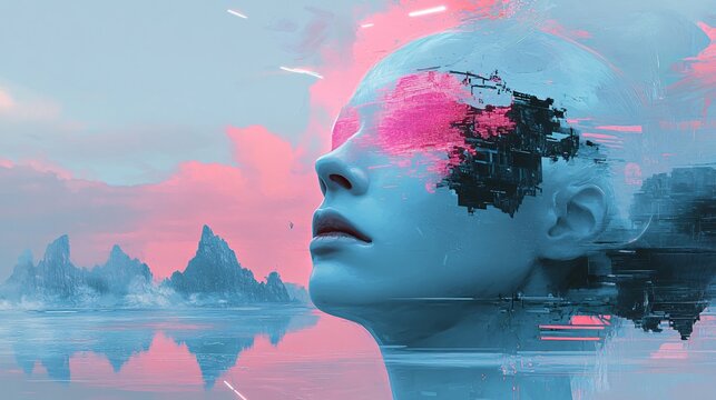 Professional Image of a Narrow AI Entity with Y2K Aesthetics and Digital Display