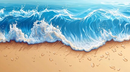Fototapeta premium Professional image of ocean wave with reflection on wet sand for scenic beach views and nature landscapes