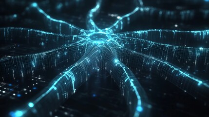 Abstract neural network visualization with glowing connections
