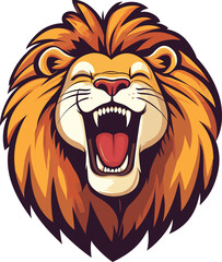 Obraz premium Fierce lion head showcasing strength and majesty cartoon isolated on transparent background. Vector illustration.