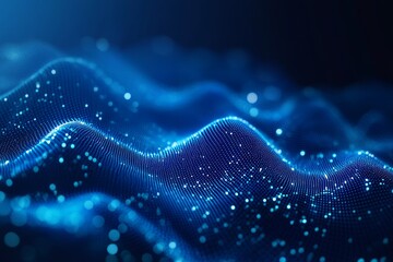 Abstract deep blue digital background with glowing dots
