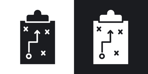 Strategy icons in solid black and white collection