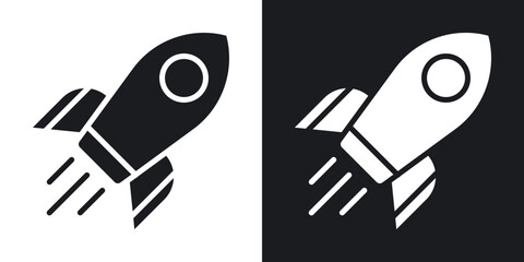 Rocket icons in solid black and white collection