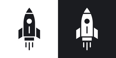 Rocket icons in solid black and white collection