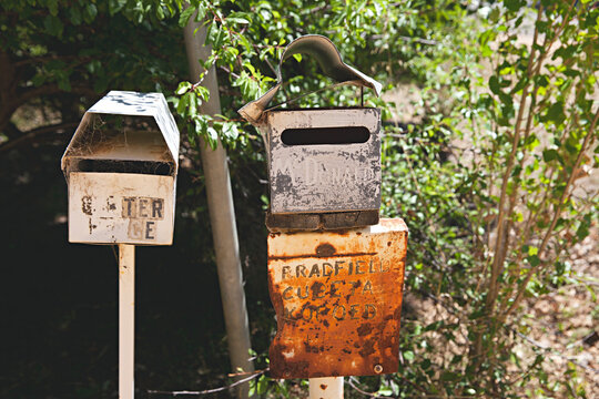 Close up of weather letter / post boxes in the country