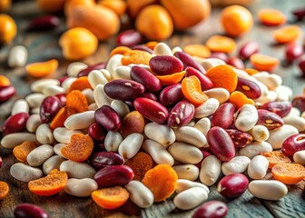 Healthy Red White Beans Apricots Snack Pile