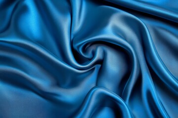 Fototapeta premium Flowing blue silky fabric in gentle waves. AI generated