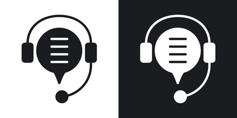 Online support icons in solid black and white collection